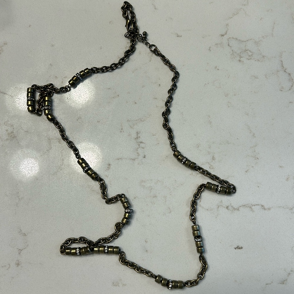 Brass beaded necklace, 32”